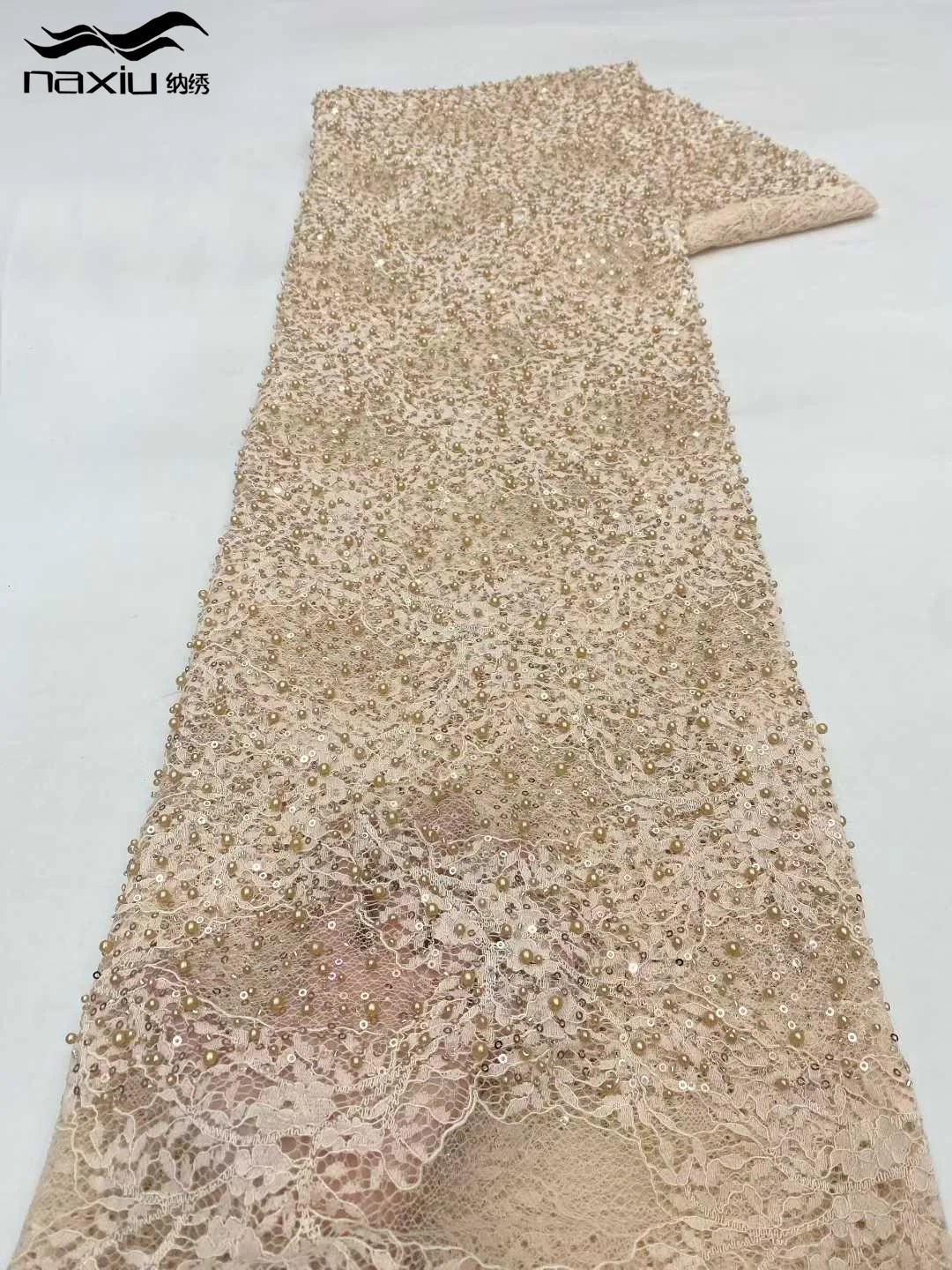 

Madison African Lace Fabric Sequins Beaded Embroidery Groom Nigerian Bridal High Quality French Tulle Lace Fabric For Dress