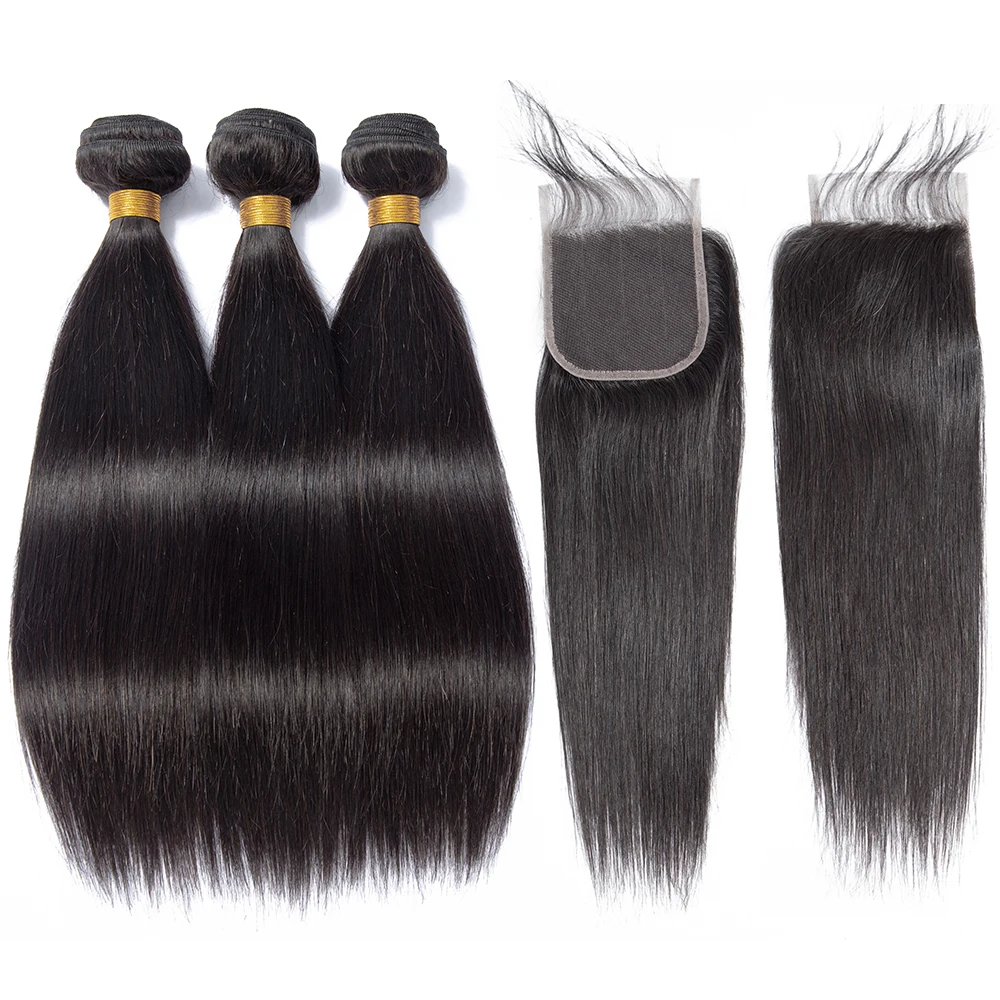 Brazilian Hair straight Bundles With HD Lace Closure 5x5 4x4 Hair Extensions For Women Straight Bundles Human Hair With Closure