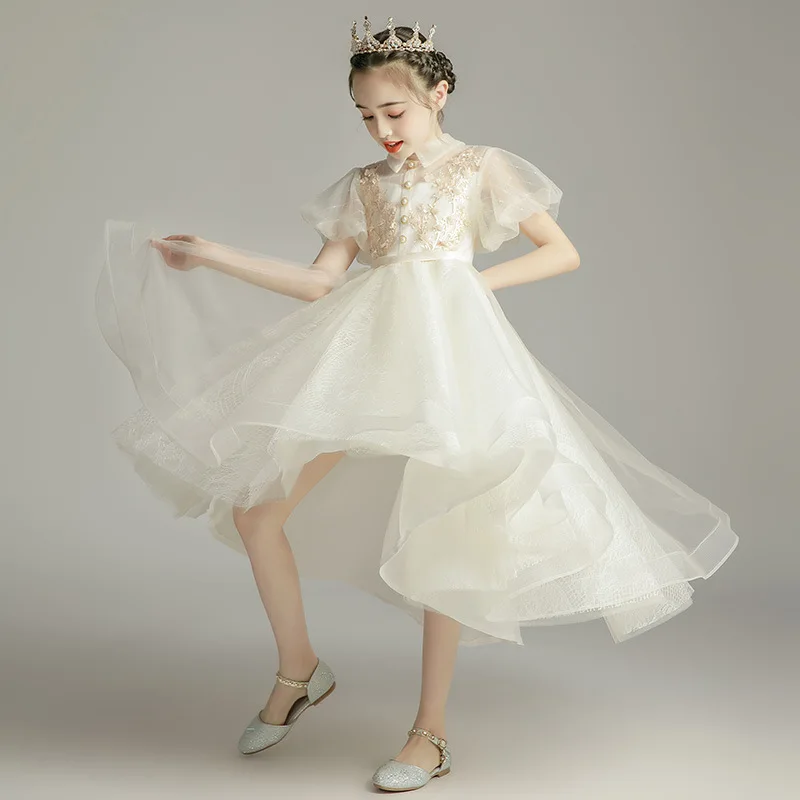 

Flower Girl Princess Dress Children's Evening Dress Stylish Little Girl Birthday Puffy Tulle Dress Girl's Host Performance Costu