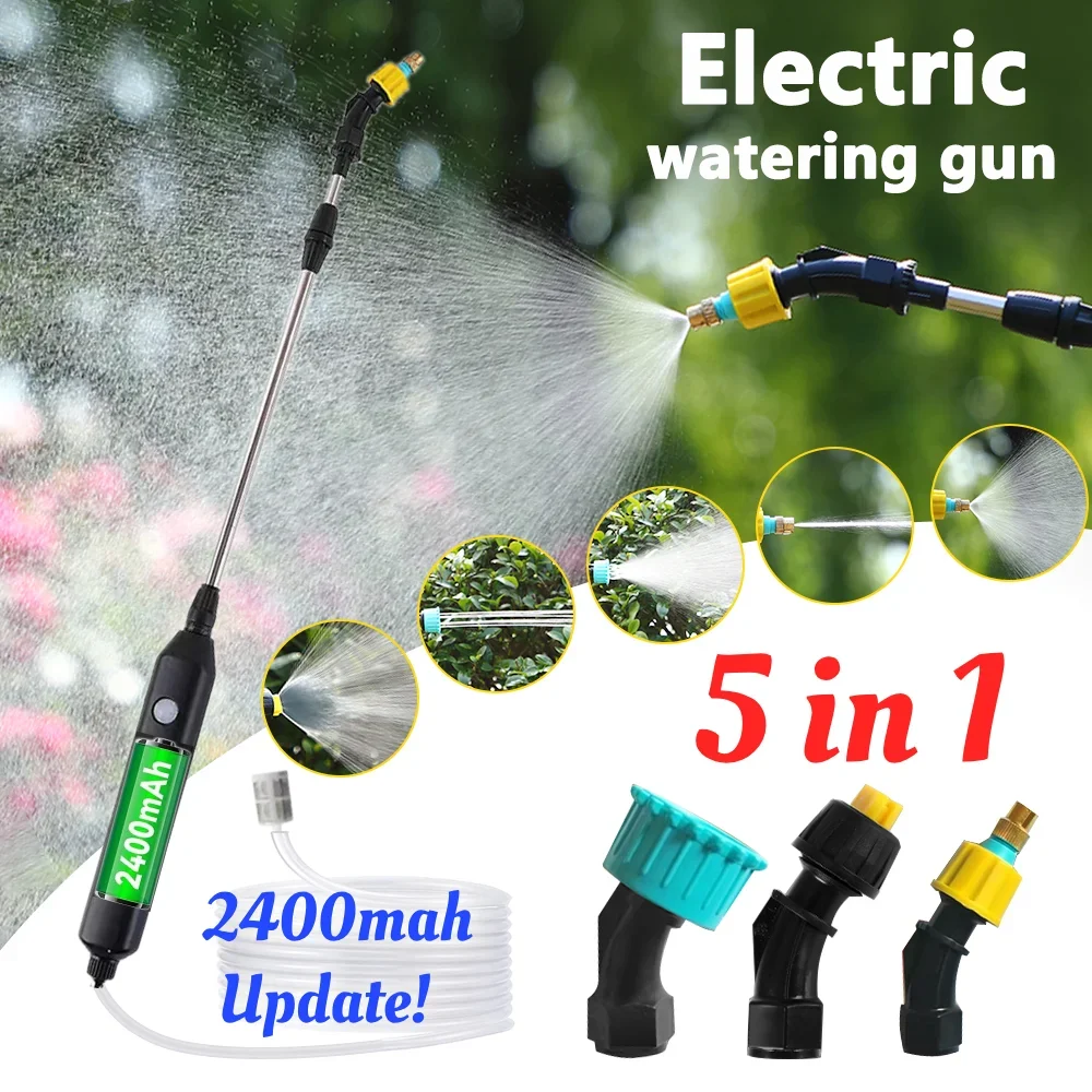 

Electric Gardening Sprayer Irrigation Tool Portable USB 2400mah Rechargeable Telescopic Handle with 3 Nozzles for Yard Plant
