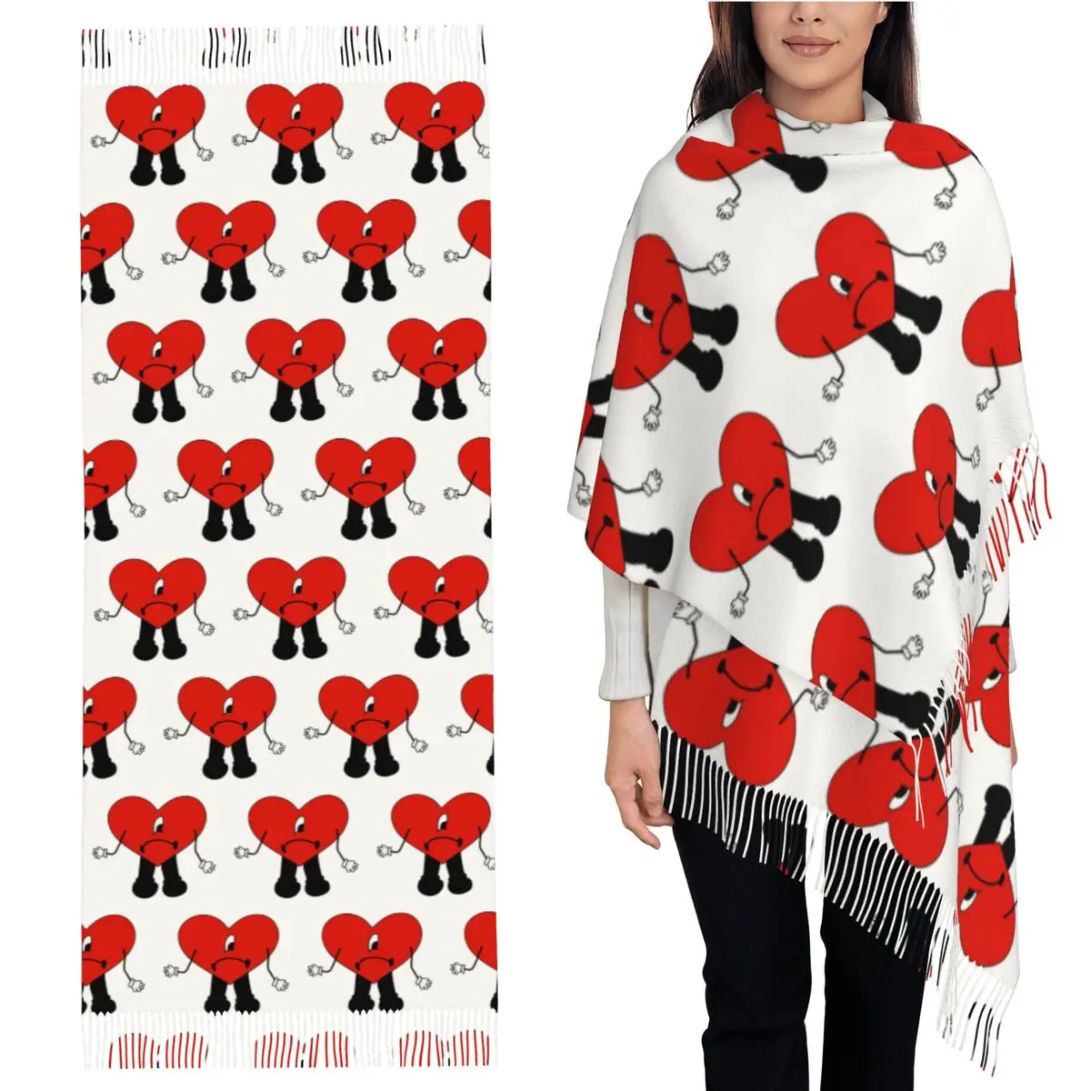 

Un Verano Sin Ti Bad Bunny Шарф Шарфы с кисточками для женщин Мягкие теплые шали и накидки Длинная осенне-зимняя шаль