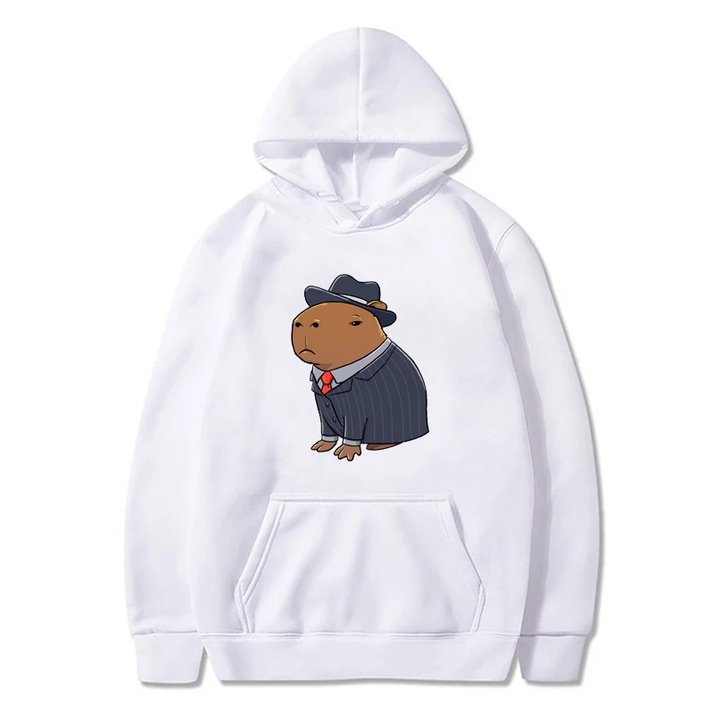 Capybara Doctor Costume Print Hoodies Kawaii Capybara Gangster Graphic Unisex Pullover Fashion Streetwear Women/Men Sweatshirt