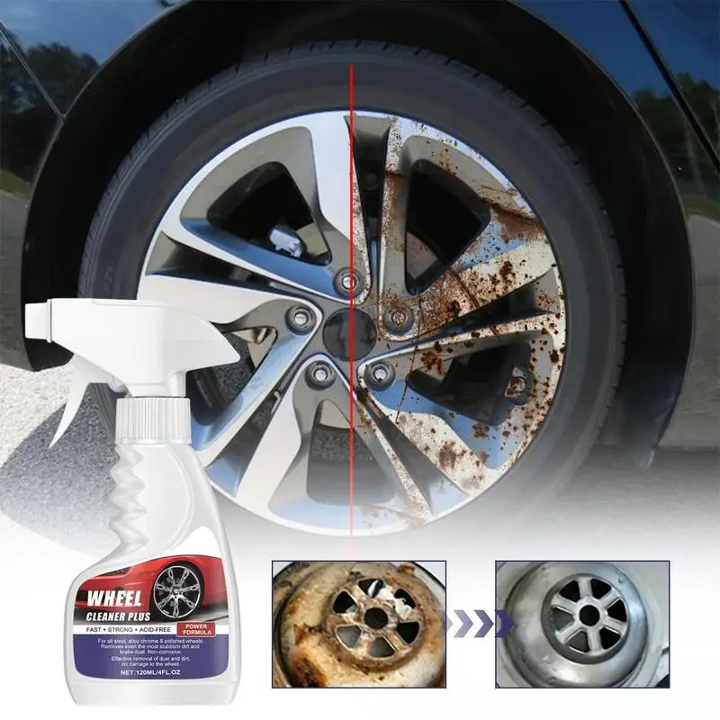 

Car Rim Cleaner Car Tire Cleaning Tool 120ML Vehicle Hub Rust Remover Spray Wheel Cleaning Spray Rust Removal Tools