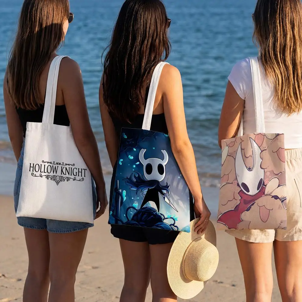 Game Hollow Knight Storage Bags Polyester Canvas Foldable Tote Bag Lightweight Reusable Shopping Shoulder Bag