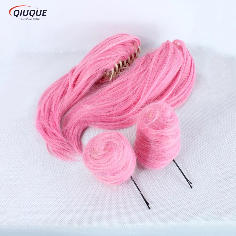 Marinheiro Chibi Peruca Cosplay com Clipe de Rabo de Cavalo, Cabelo Sintético Curto, Rosa, Resistente ao Calor, Chibiusa, Boné