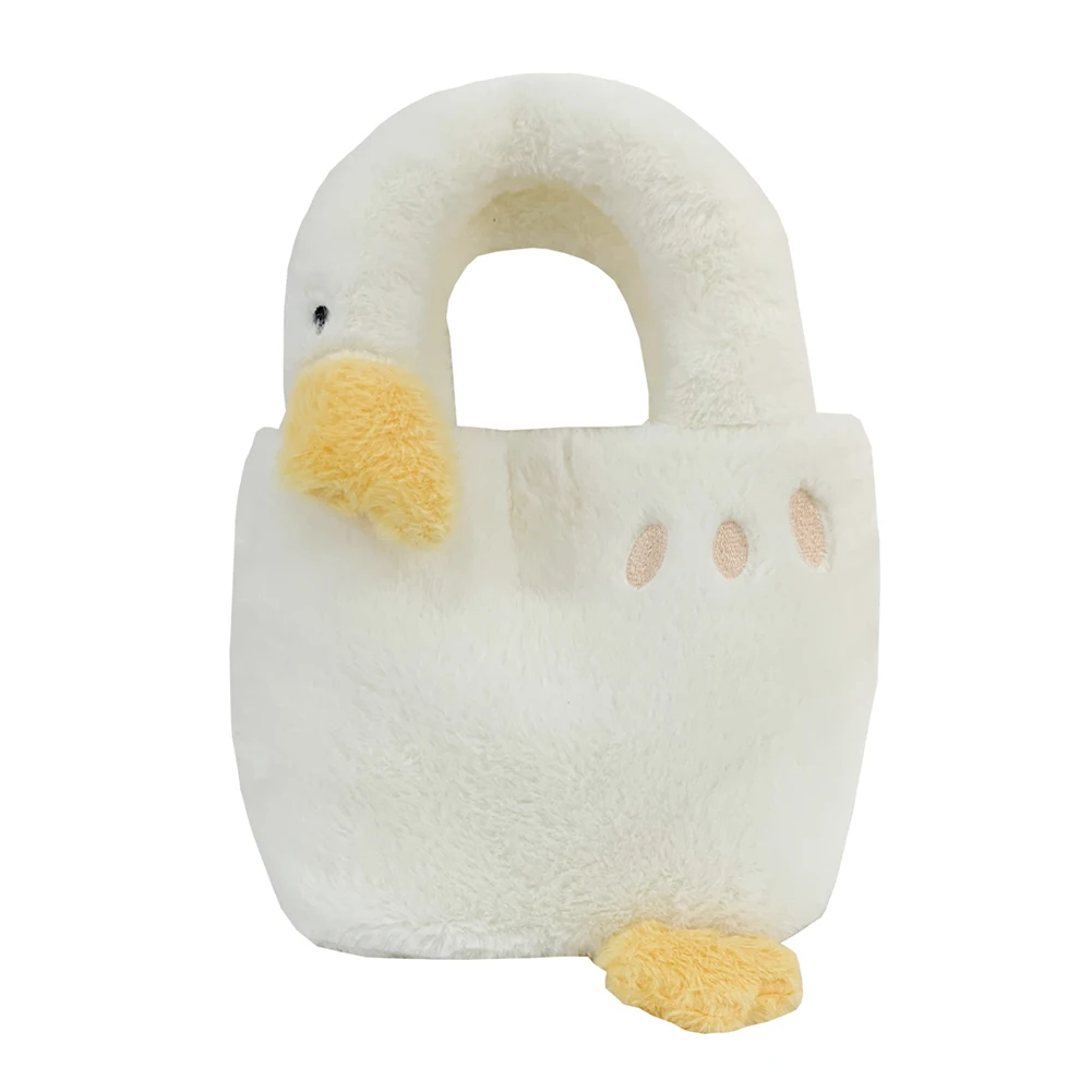 

Женские сумки-тоут, мягкие плюшевые женские милые большие белые гусиные сумки, модная повседневная простая портативная осенне-зимняя сумка для девочек-подростков