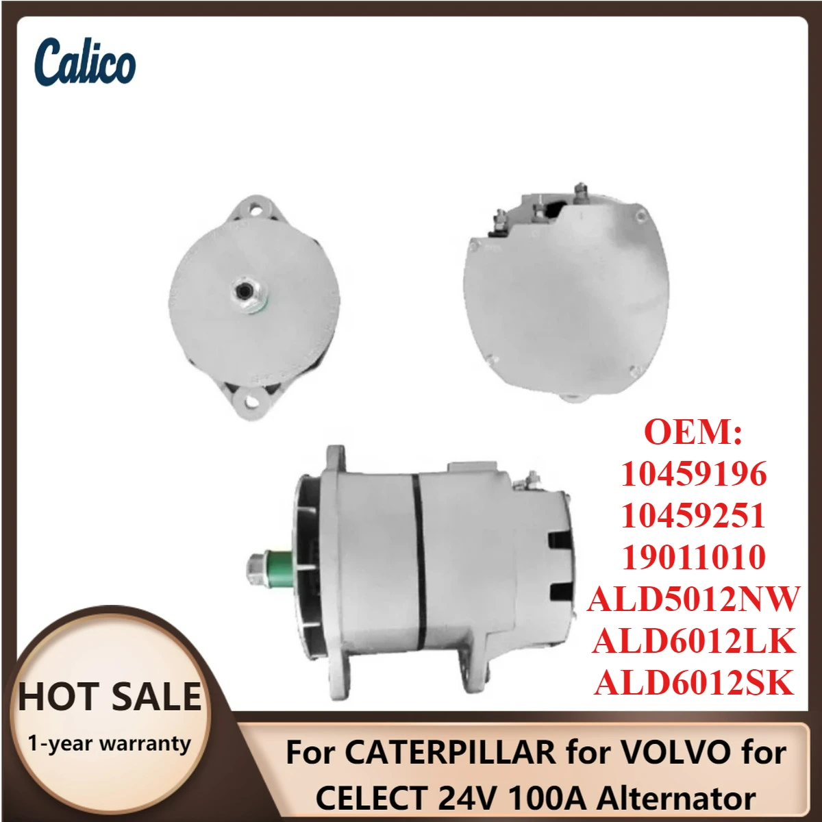 

Hot Selling for CATERPILLAR for VOLVO for CELECT 24V 100A Alternator 10459196 10459251 19011010 ALD5012NW ALD6012LK ALD6012SK