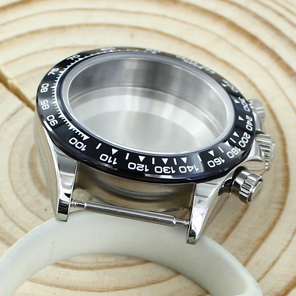 39mm VK63 Watch Case Silver Rose Gold Watch Accessories Sapphire Crystal waterproof For Seiko VK63 Quartz Movement For Daytona view 5