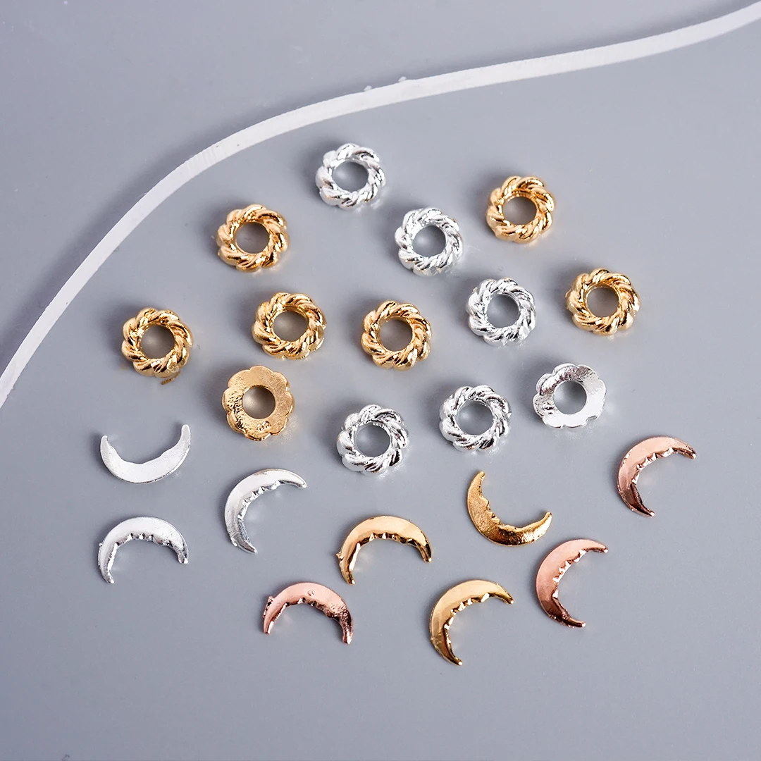 Metal Nail Art Decoration 3d Charms Nail Moon Alloy Rose Gold Silver Parts DIY Press on Nails Japanese Jewelry Accessory 2302-19