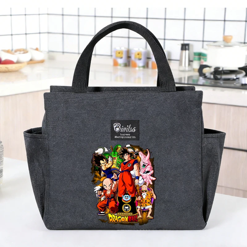 

Изолированные сумки для обеда в стиле Dragon Ball, большая сумка для бенто с изображением Сона Гоку, портативная термоизолированная сумка для пикника для мальчиков и девочек
