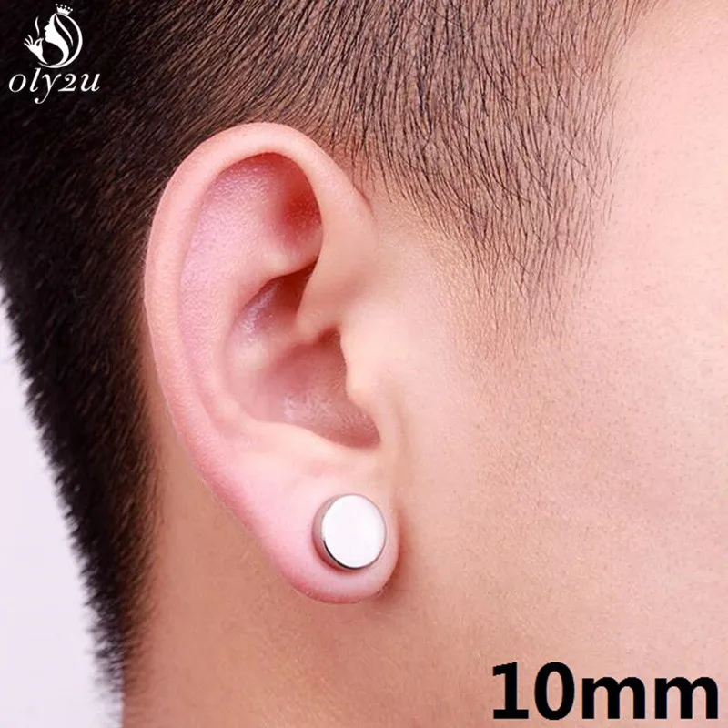 1Pc Punk Titanium Steel Men Strong Magnet Magnetic Ear Stud Non Piercing Earrings Fake Earring Gift for Boyfriend Lover Jewelry view 5