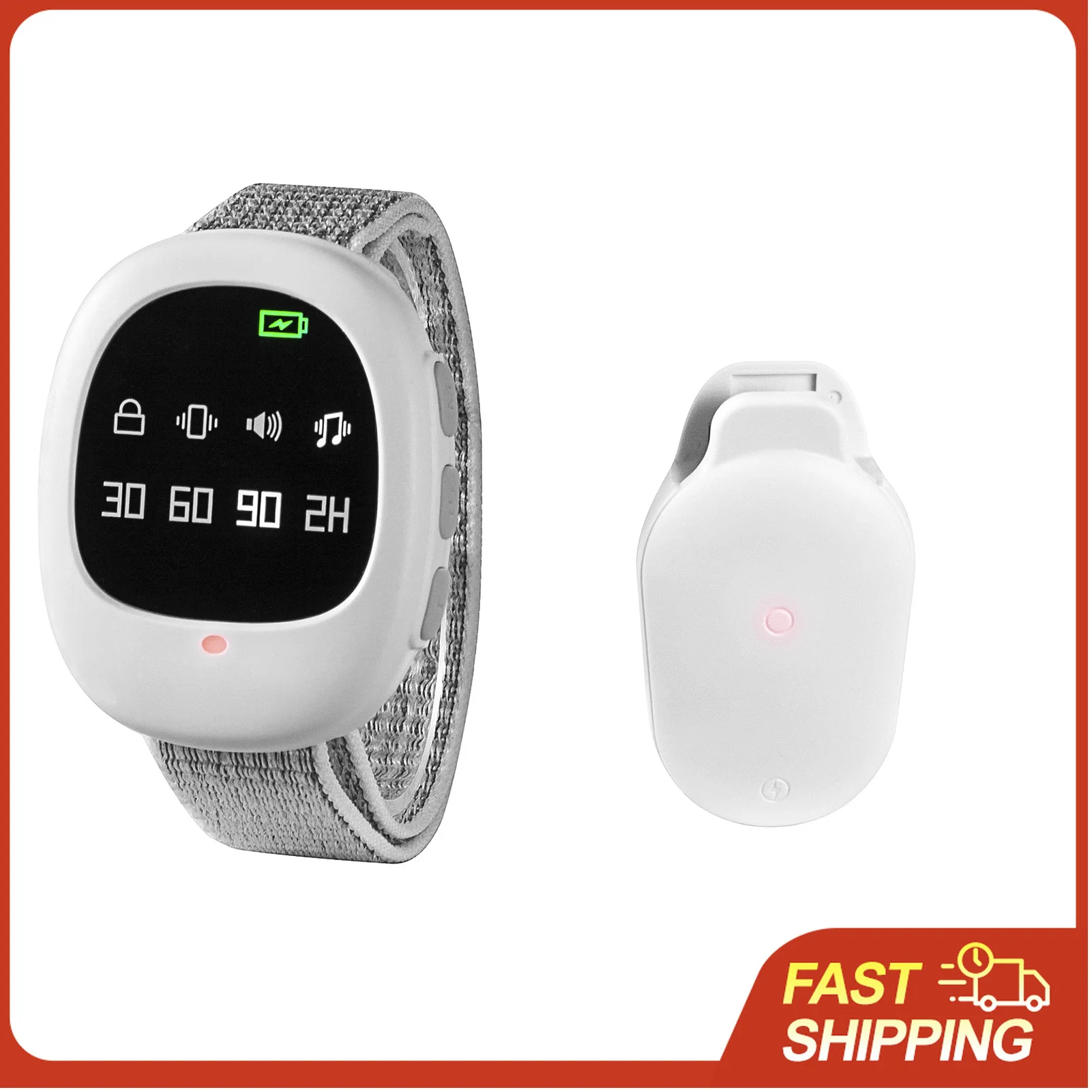 

40M Wireless Bedwetting Alarm Adults Elder Potty Training Sensor Enuresis Bedwetting Alarm with Wristband for Kids Elder Care