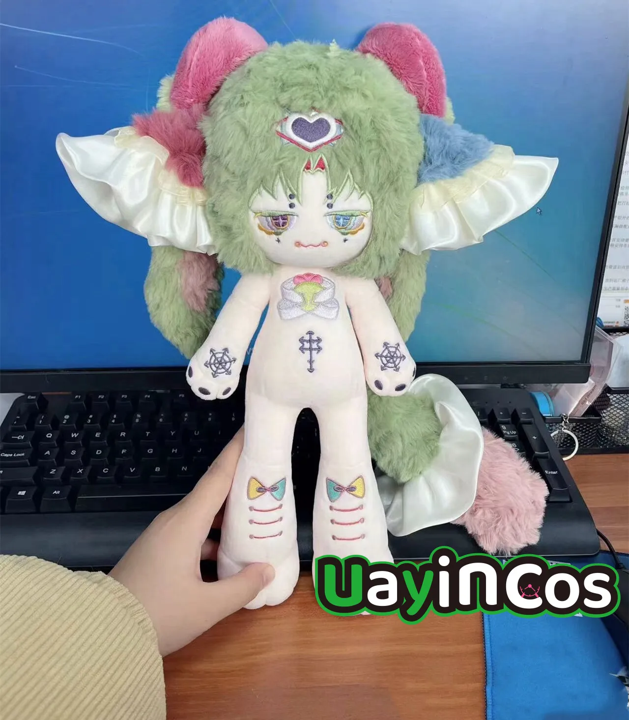 Anime shi qing sui Green Elf Princess Monster Tail Stuffed 30cm Long Legs Plushies Plush Cotton Doll Clothes Body Toy For Kids