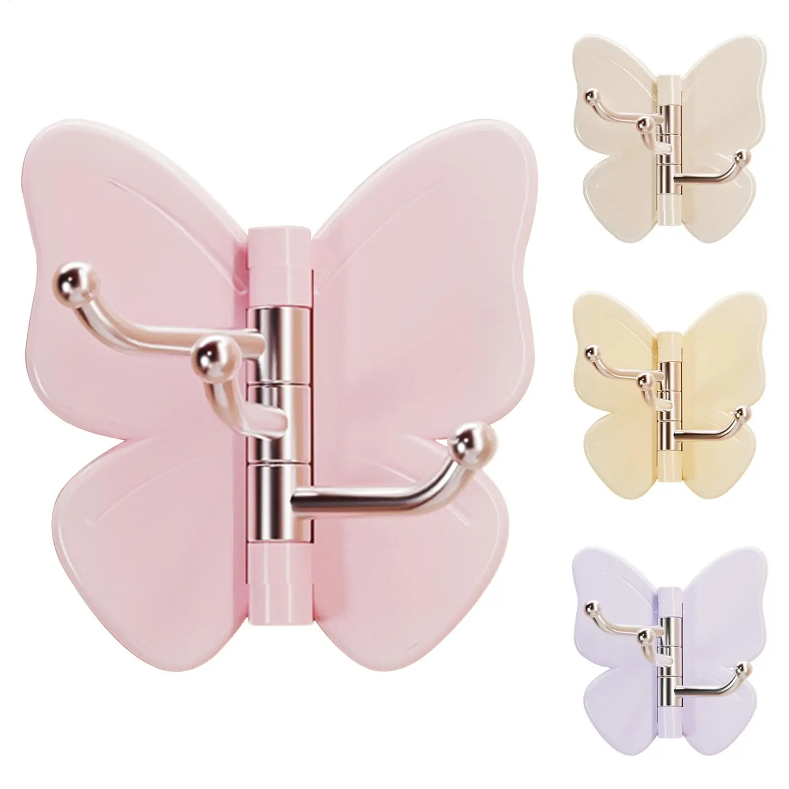 1PC Adhesive Hooks Rotating Butterfly Hook Non Punched Multi-Purpose Storage Hook Hooks For Home Office Organization Hanger