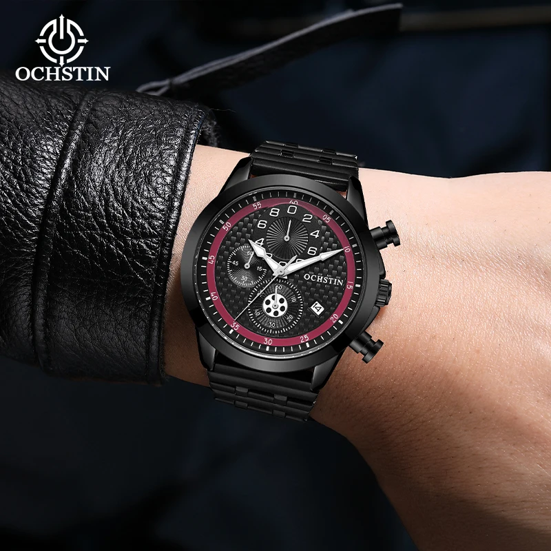 OCHSTIN Man Navigator Series Quartz Watch Durable Sturdy Metal Strap Dependable Movement For All-day Everyday Wearing Clock