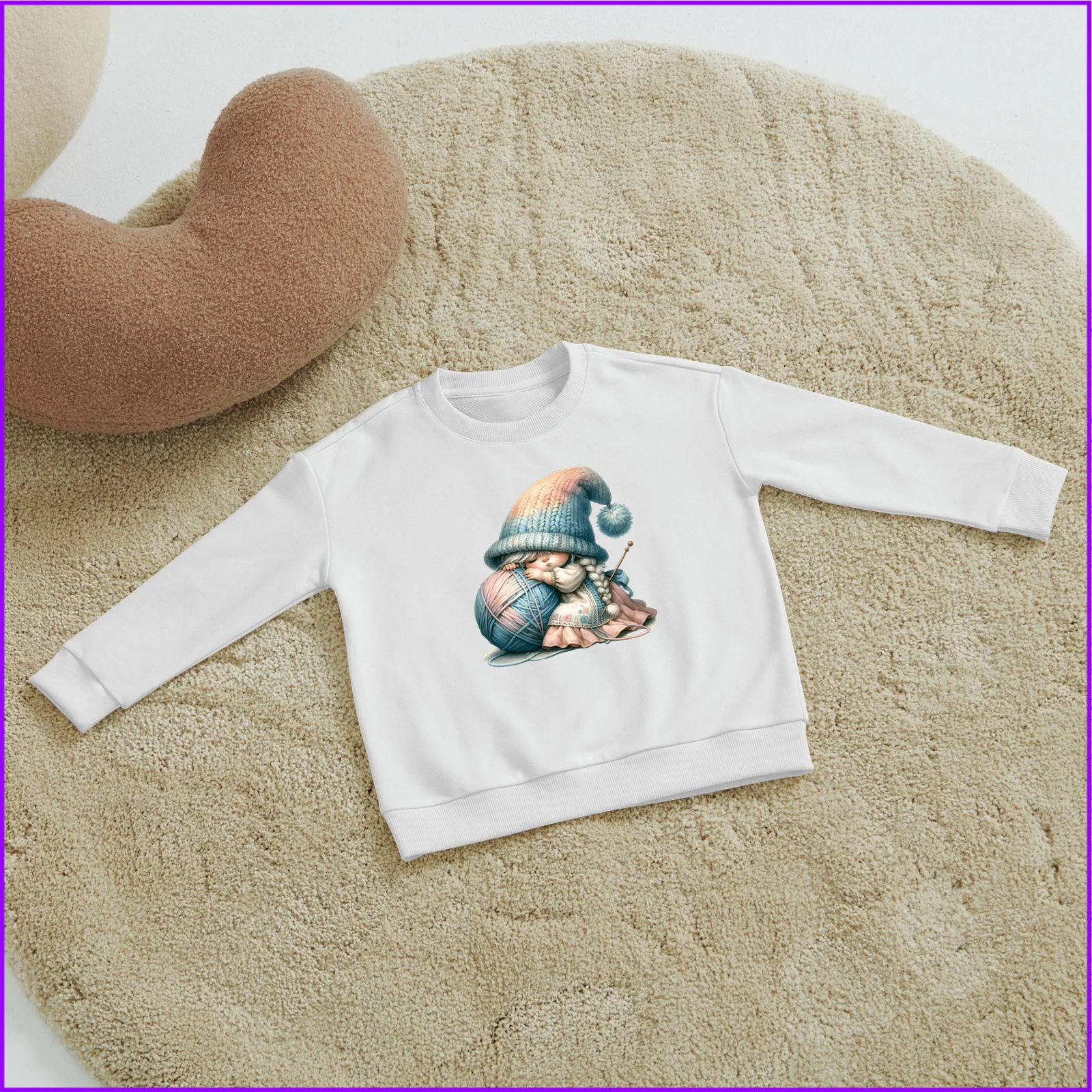 Gnome Knitting    Sleeping Sja2412 Kids Boys Girls Hoodies Sweatshirts 2024 Toddler Tees Designer Luxury Pink Chile Cosplay Lett