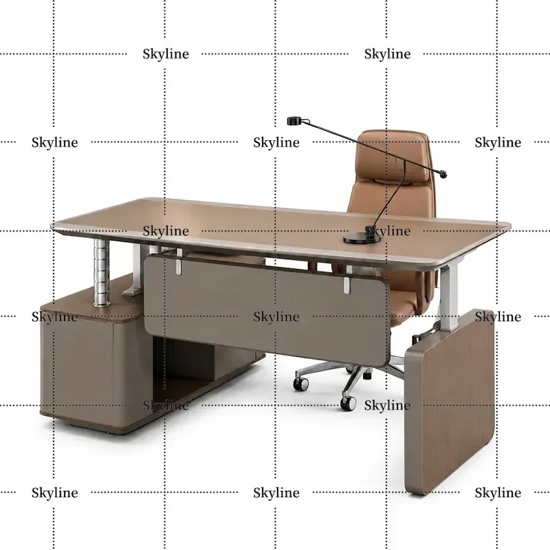 Electric Height Adjustable Executive Desk Modern Light Luxury Office Table for President Supervisor Manager High End