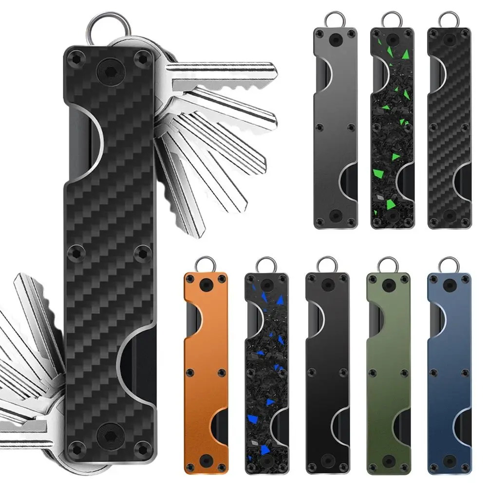 New Metal Key Organizer Holds 10-12 Keys Aluminum Alloy Minimalist Key Case Holder Compact Keychain Keys Fob