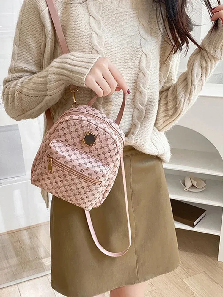 Shoulder backpack Ladies\' Fashion bag Pink spots Female Daily Shopping