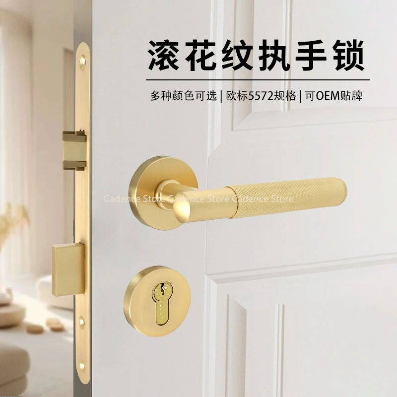 US Standard Privacy Passage Stripe Door Lock Set Gold Black Antique Bronze Optional Round Panel Zinc alloy rolling pattern handl