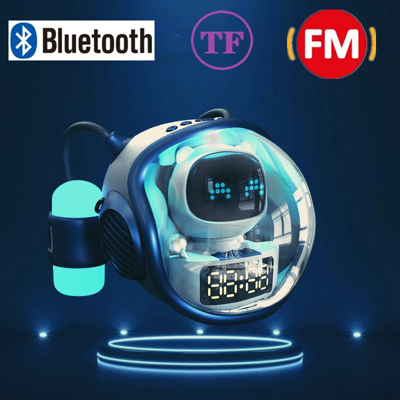 

Space Astronaut Wireless Bluetooth Audio Speaker Home TF Card FM Radio Alarm Clock Protable Subwoofer Speakers Atmosphere Light