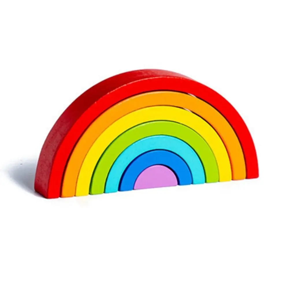 Educatieve regenboog bouwstenen interactie houten kleur cognitieve blokken leren invoegen bouwstenen spel kindercadeau