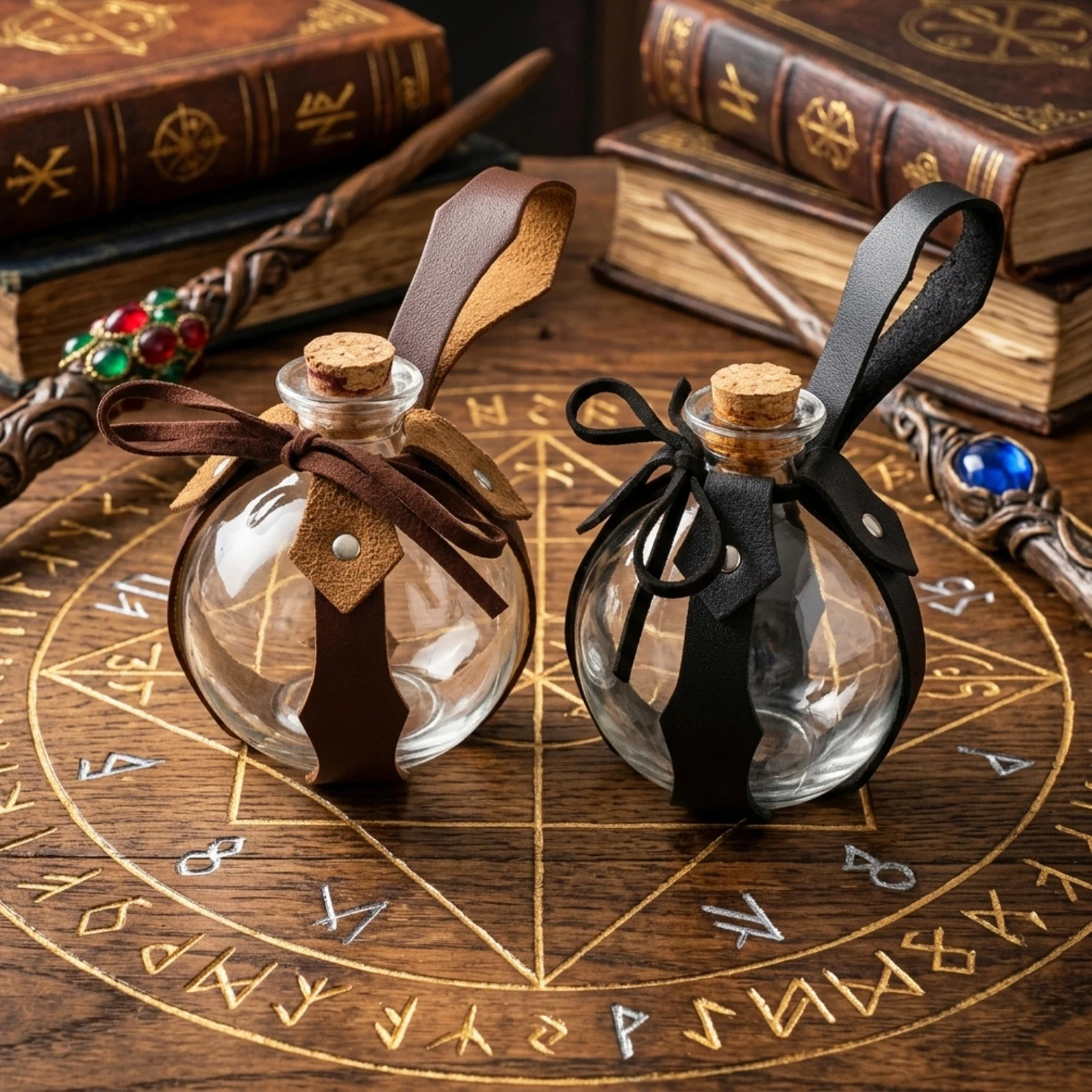 Medieval Magic Potion Bottle with Holster Renaissance Costume Accessories for Cosplay Alchemist Props