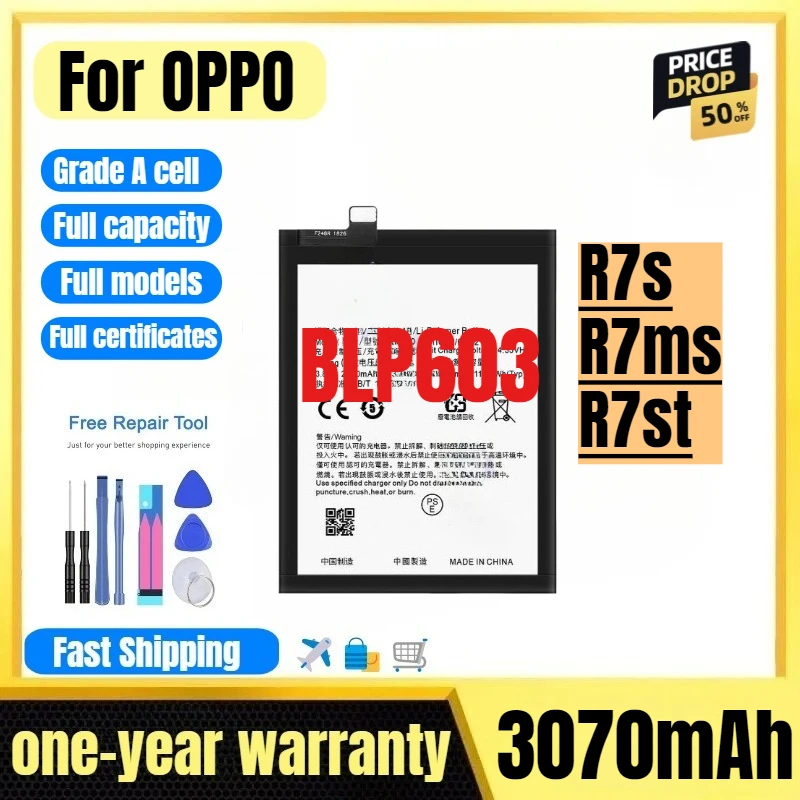 

BLP603 for OPPO R7s/R7ms/R7st Mobile Phone Battery High Quality High Capacity Battery Replacement Bateria Grade A Cell with Tool