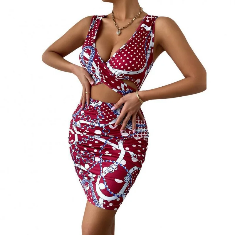Abito attillato da donna sexy e alla moda, senza schienale e senza maniche, mini gonna a tubino attillata per feste in spiaggia e discoteca, estate 2026