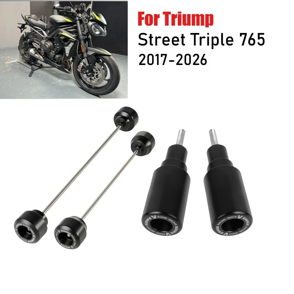 

For Street Triple 765 R S RS 2017-2026 765RS Frame Slider Crash Pad Protector Motorcycle Rear Front Wheel Axle Fork Crash Slider