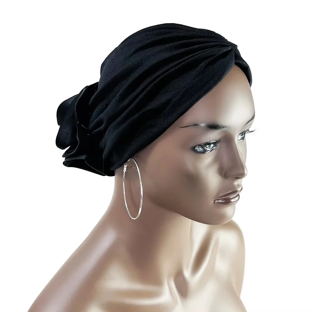 Neue Mode Satin Blumen Turban Hijab Hüte Afrikanische Kopf Wraps Elastische Muslimischen Hüte Atmungsaktive Chemo Kappe Für Frauen Mädchen – Detail 11