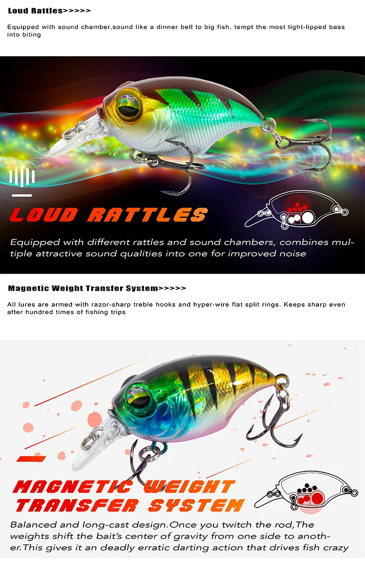 8g 4,2 cm Japanische Verrückte Wobbler Schwimmende Angelköder Minnow Swing Kurbel Harte Köder Sound Wobbler Für Bass Barsch Hecht Pesca – Detail 3