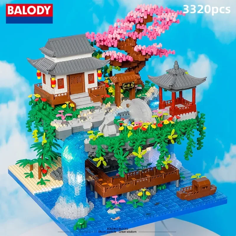 

3320pcs Ancient Peach Blossom Pond BALODY Building Blocks Difficult Assembly for Adults Toy Boy Gifts Ornaments