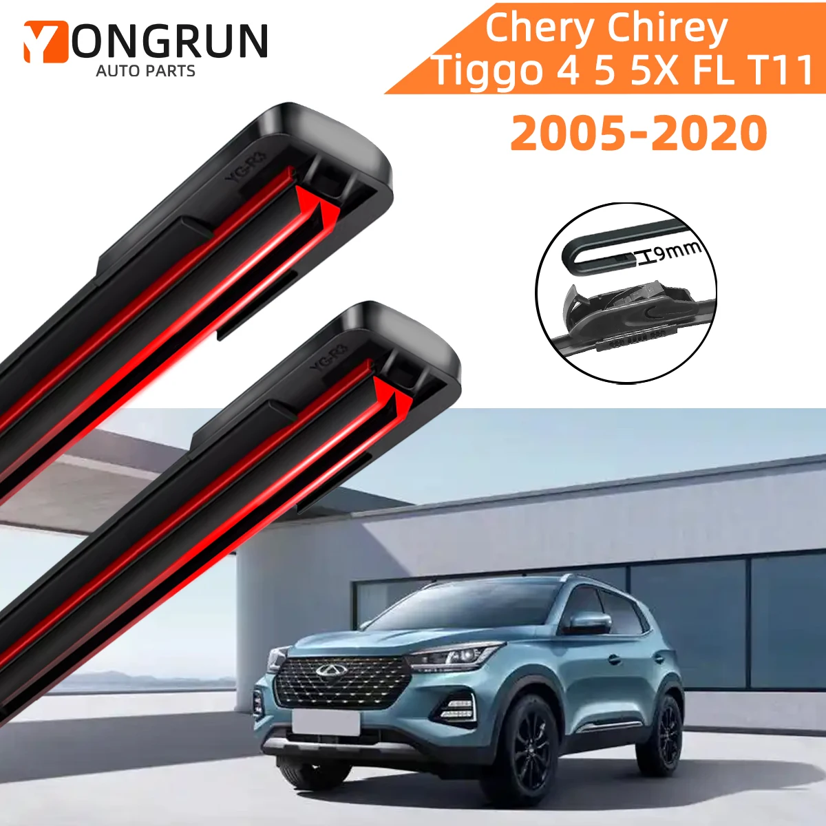 Двойные резиновые автомобильные дворники для Chery Chirey Tiggo 4 5 5X FL T11, щетки с передними лезвиями, резак, аксессуары, стеклоочиститель, износ стеклоочистителя