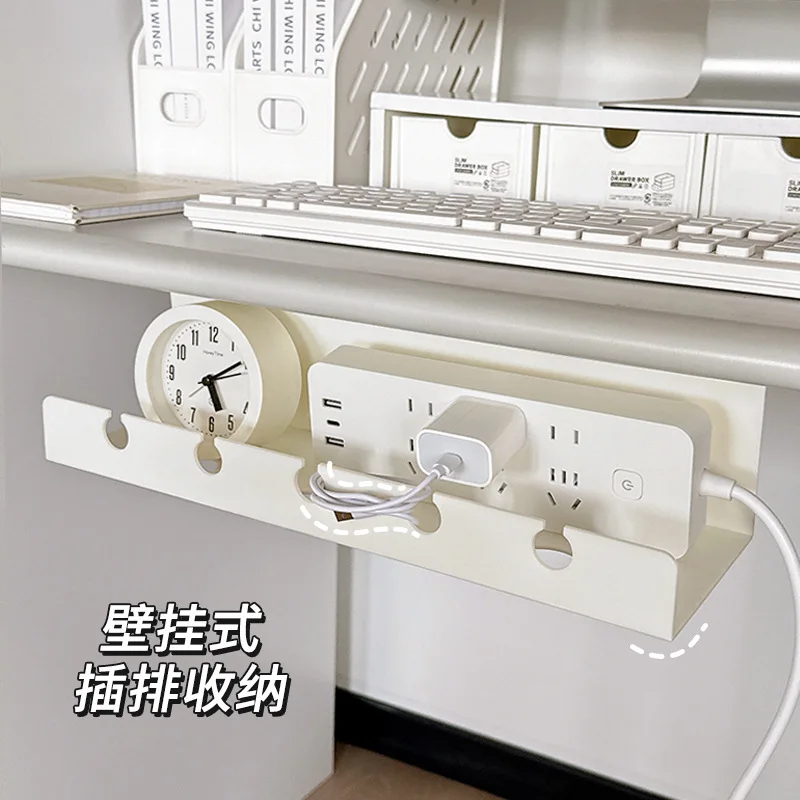 Socket Wall-mounted Organizer Box for Tidying Up Wires, Storing Cables Under The Desk, No-punch Cord Manager