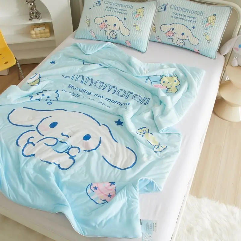 

Cute Hello Kitty Y2K Summer Cool Quilt Sanrio Kawaii Anime Cinnamoroll Quilt Thin Girl Heart Cartoon My Melody Quilt Kids Gifts