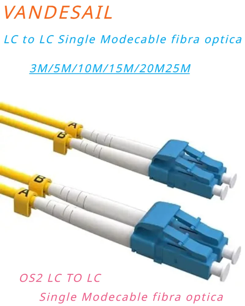 VANDESAIL LC to LC Single Modecable fibra optica ,OS2 Fiber Cable Patch Cord 1G/10GB SMF Duplex  Optical Communication Equipment