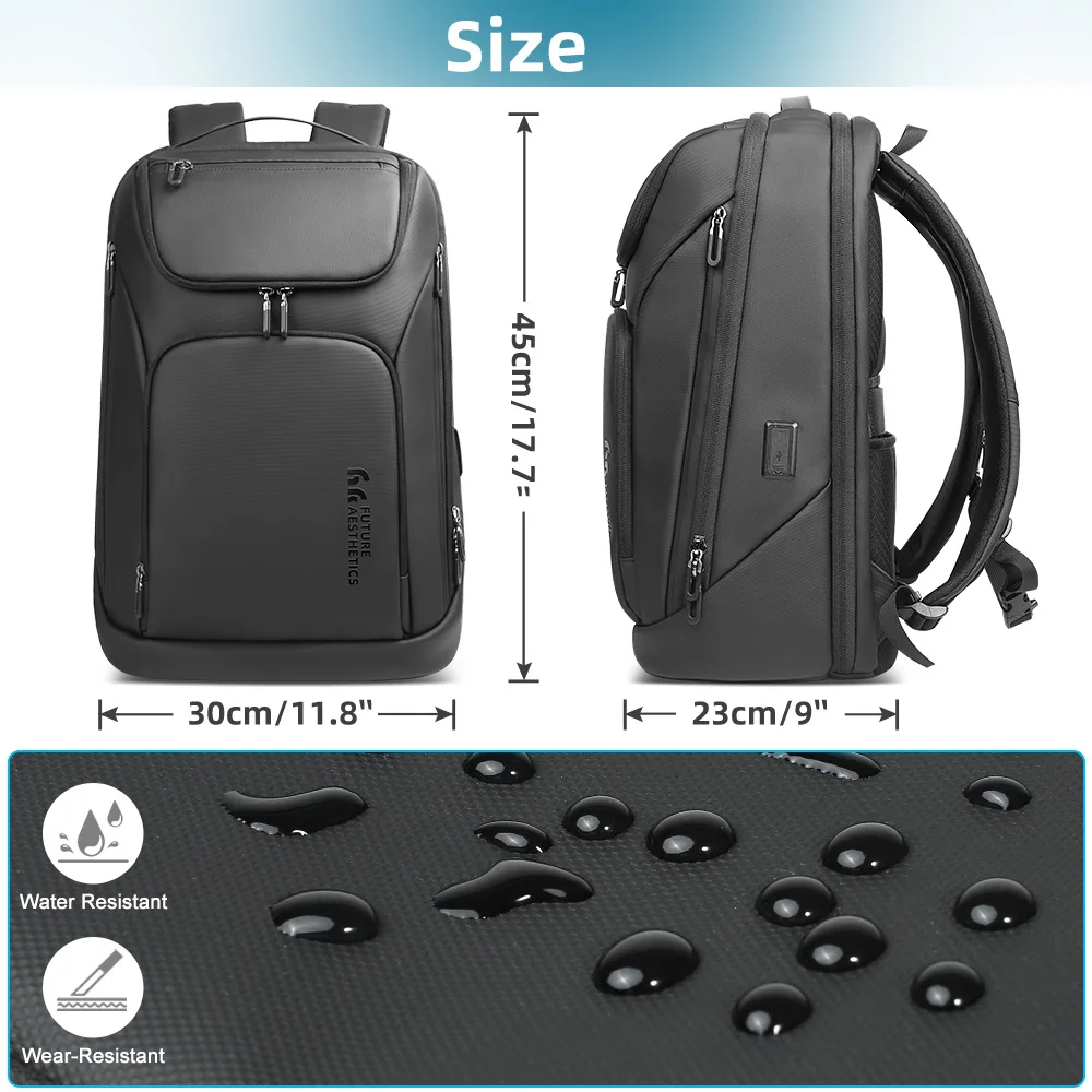 Heroic Knight-Mochila de Negócios Impermeável para Homem, Bolsa Multifuncional para Laptop, Alta Capacidade, Porta USB, Trabalho e Viagem, 17,3