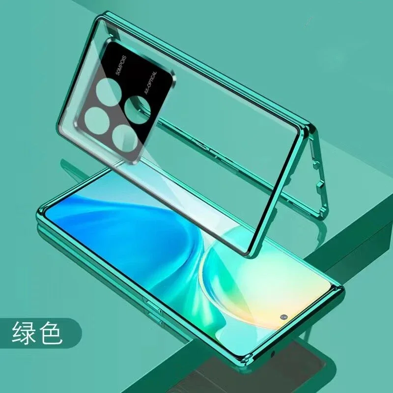 360 Full Case per Xiaomi POCO F6 Pro 5G Redmi K70 Double Sided Magnetic adsorbimento Metal Tempering Glass Protection Cover Bumper