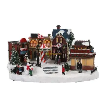 Illuminated Christmas Village Music Box Glowing Holiday Musical Box With LED Light For Men Women Kid Birthday Present