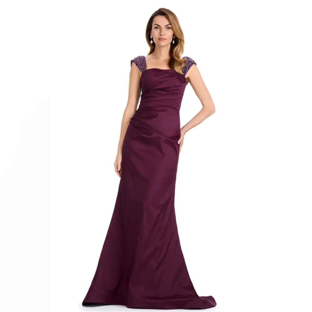 

Элегантное вечернее платье, платья для выпускного вечера, аппликация с квадратным вырезом и подолом русалки, вечернее платье без рукавов для коктейльного мероприятия по индивидуальному заказу