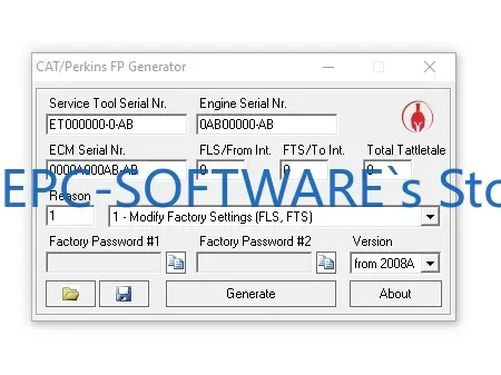 

EPC-OFTWARE Cat and Perkins 10-цифровой заводской генератор паролей + USB-ключ