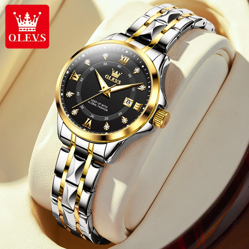 

OLEVS Elegant Luxury Watches for Women Original Stainless Steel Calendar Luminous Waterproof Quartz Fashion Trend Ladies Watch