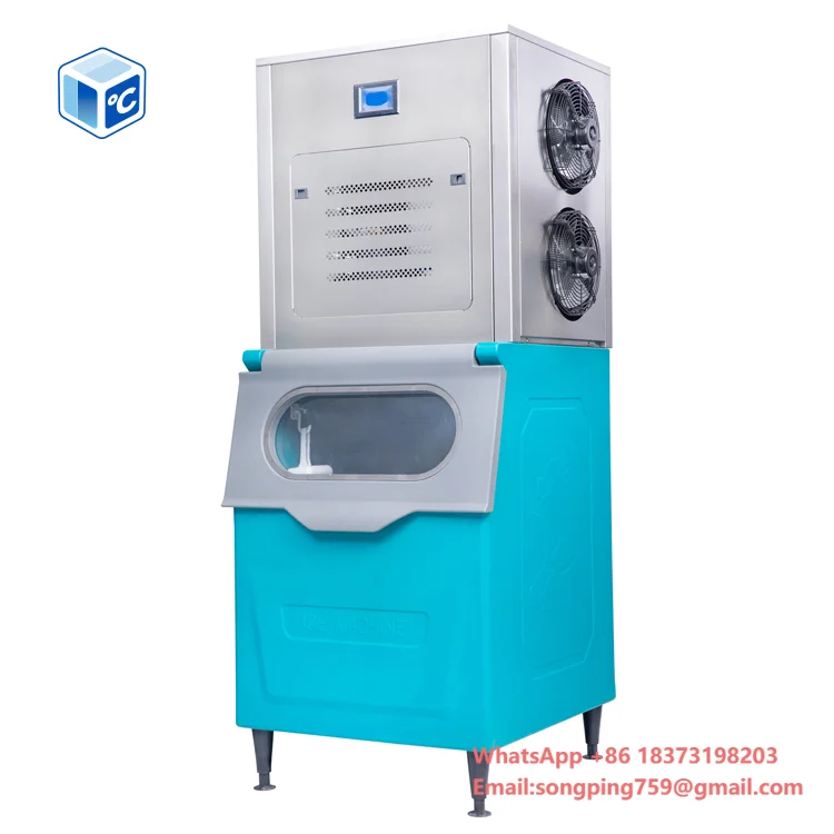 Macchina per il ghiaccio a scaglie ad alta capacità Macchina per il ghiaccio a scaglie in acciaio inossidabile con controllo del microcomputer da 1 tonnellata per il negozio di bevande Maquina De Hielo