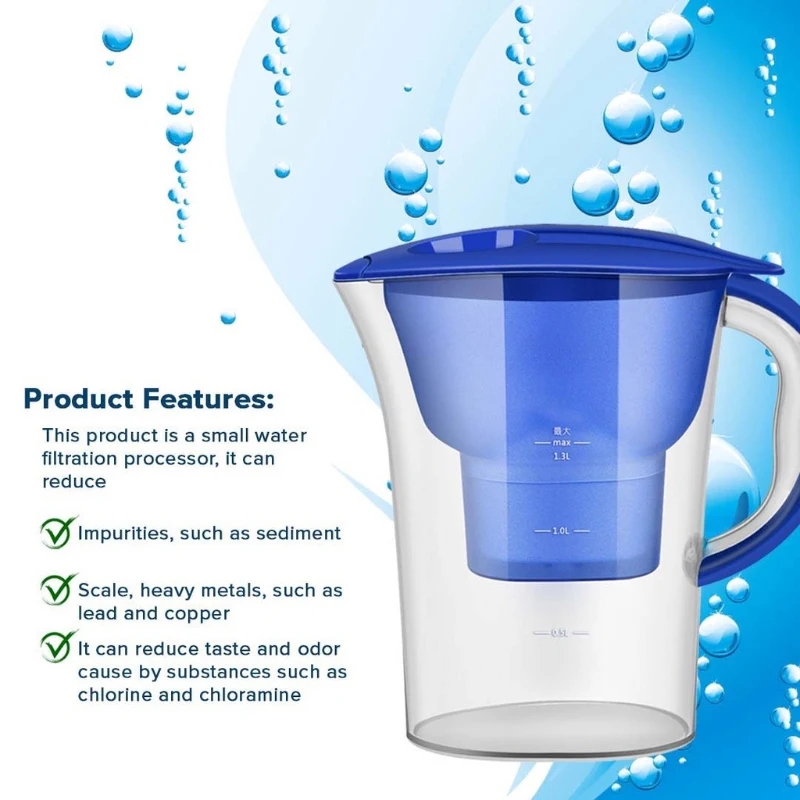 2.5L Alkaline Drinking Water Filter Pitcher Includes Free Filter 7-Stage Filtration System to Purify Water and Enhance PH Levels