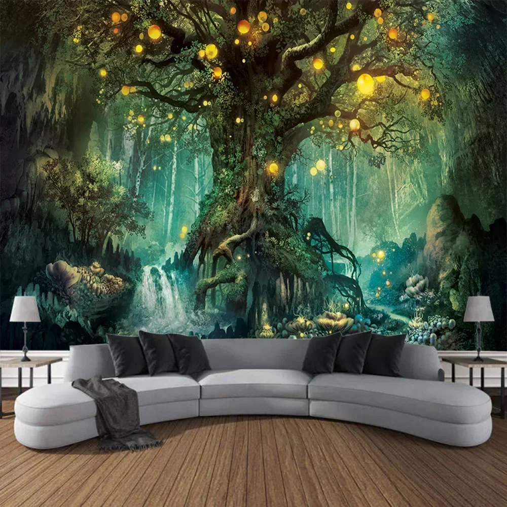 

Dream Forest Tapestry Tree of Life Wall Hanging Landscape Home Wall Decoration Bohemian Kawaii Aesthetic Art Decoration