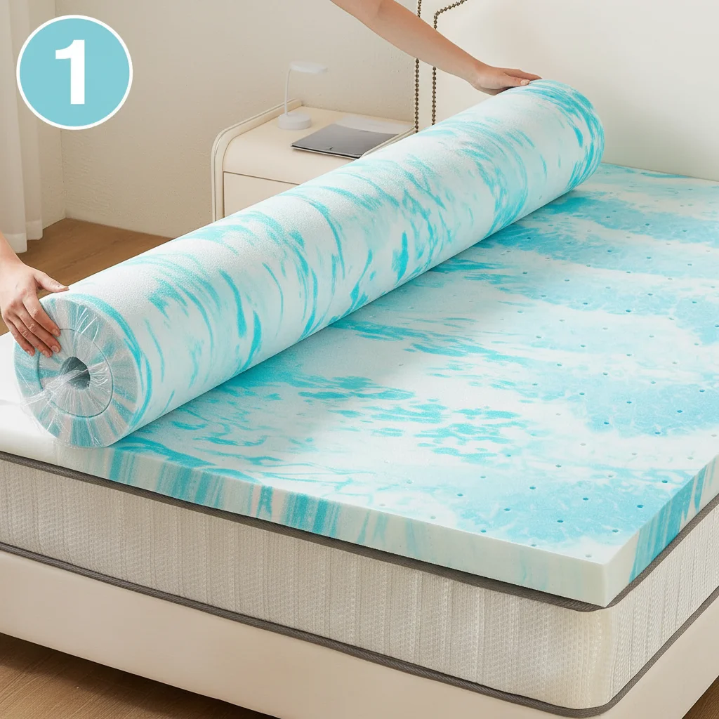 3 Inch Twin Memory Foam Mattress Topper, Cooling Gel Infused Bed Pad for RV, Camper or Sleeper Sofa, Breathable and CertiPUR-US