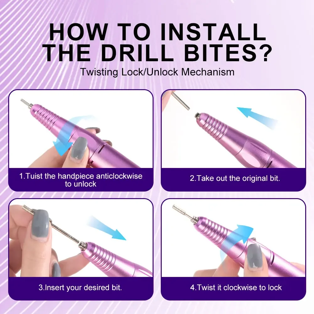 

Rechargeable Electric Nail Drill Machine With USB Connect Nail Polish Remover Drill Set Manicure Sander Low Noise File Manicure