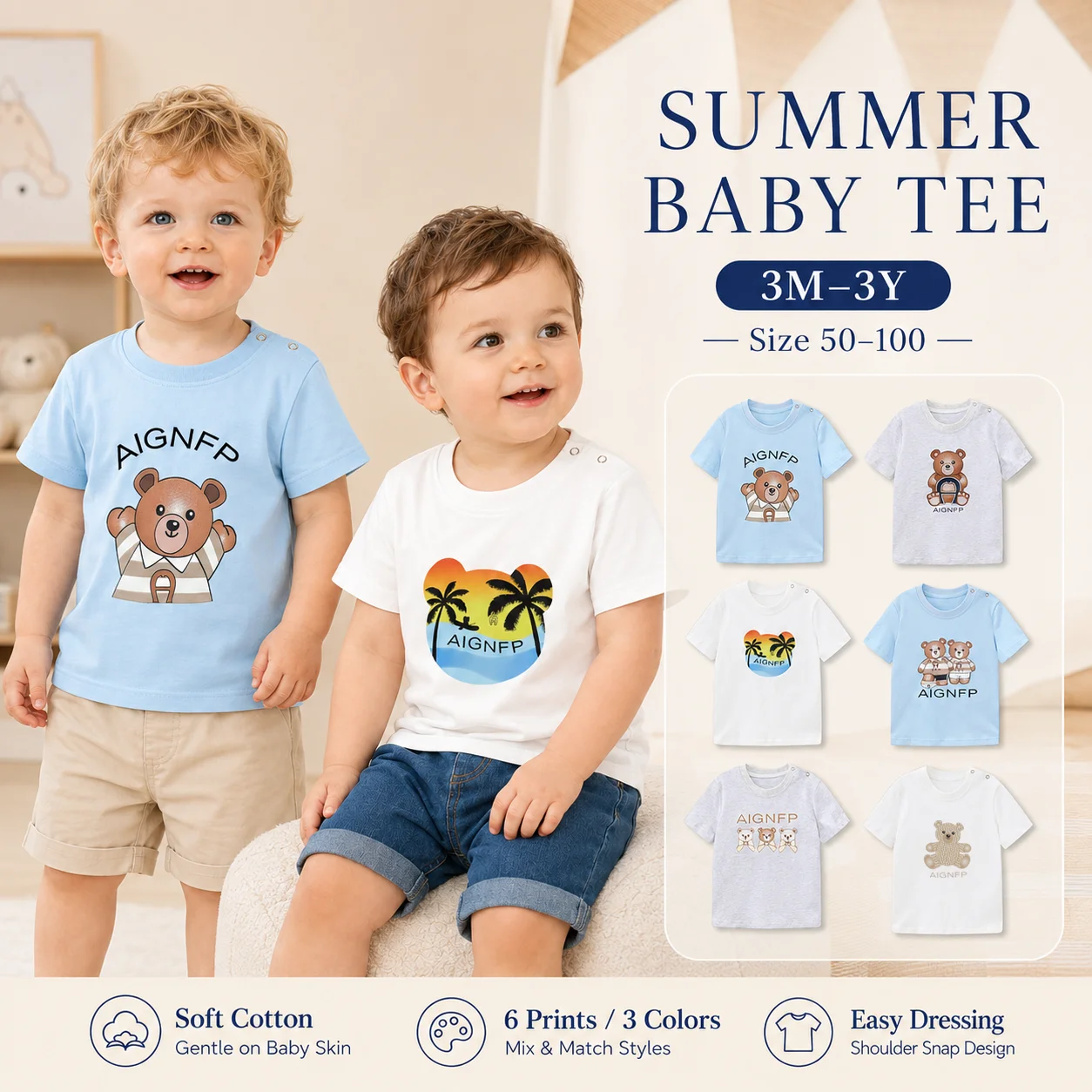 Fashion Newborn clothing t shirt summer cartoon baby T-shirt %100 cotton soft round-neck tops Trend Toddler boy short sleeves