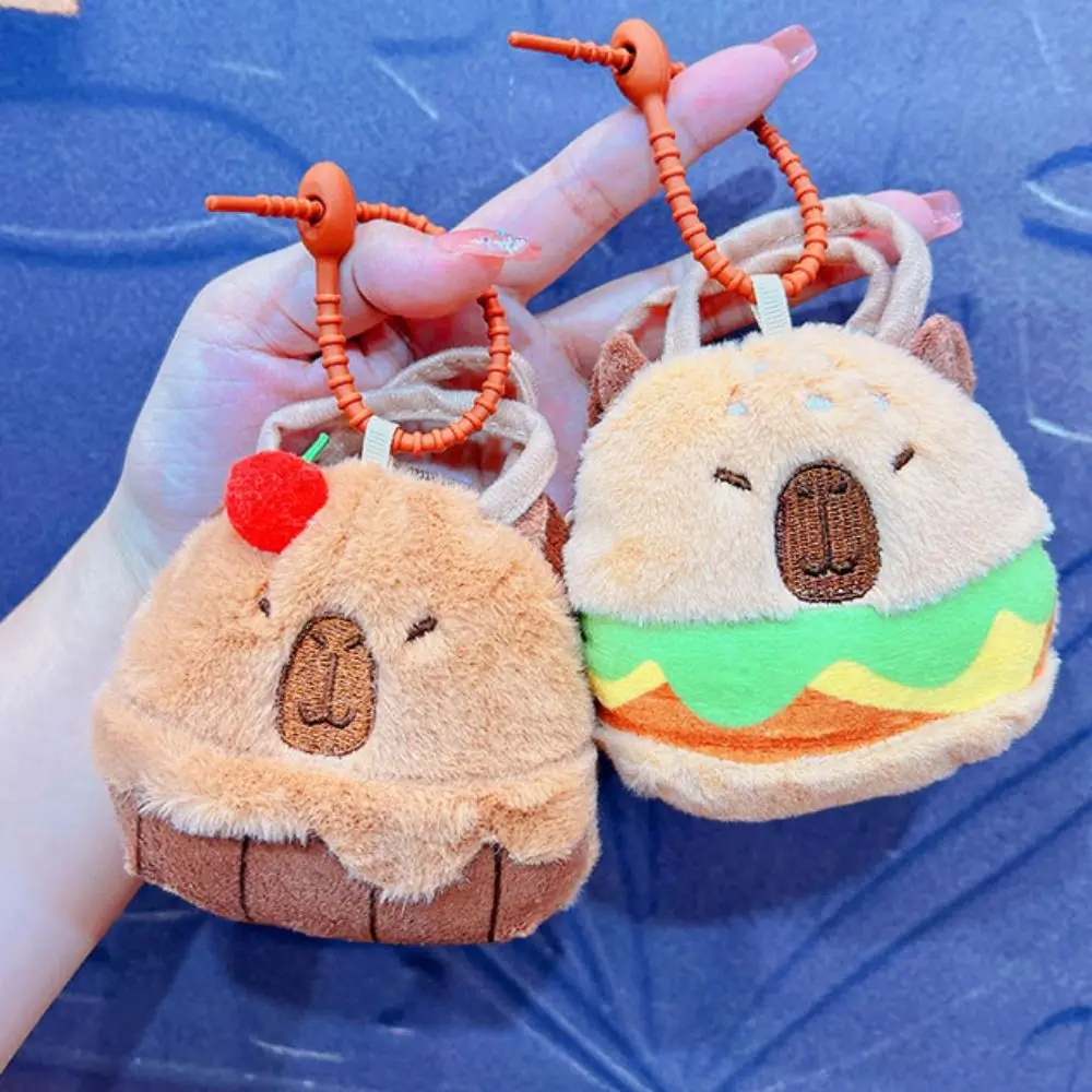 Capybara Capybara Plush Coin Purse Hamburg Stuffed Capybara Plush Keychain Animal Bathe Capybara Plush Wallet Backpack Decor